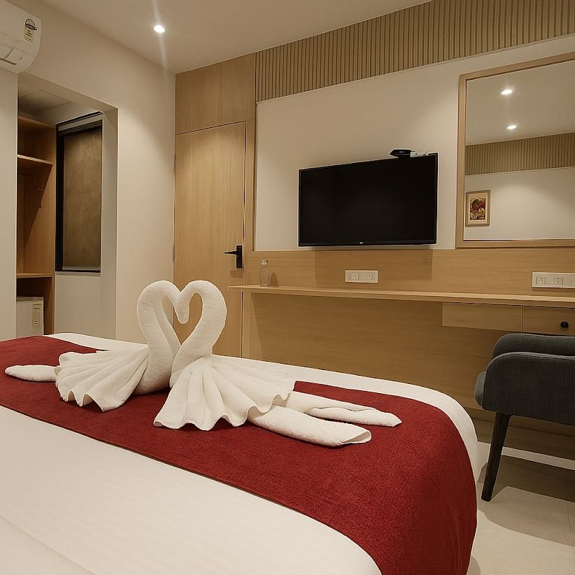 Deluxe room at Hotel Vyom Residency